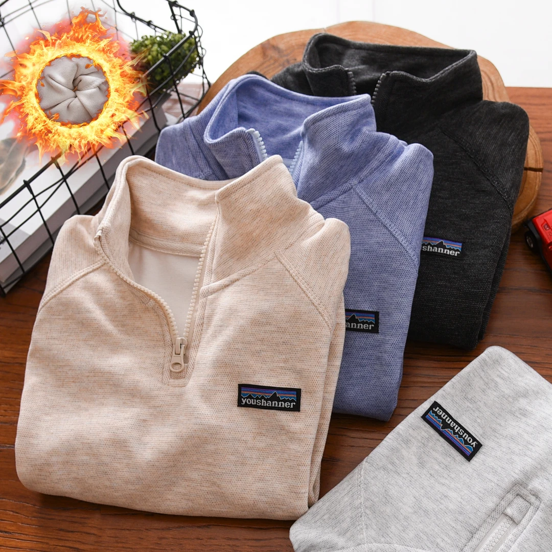 男童半高领打底衫秋冬季2025新款中大童德绒男孩儿童装立领糯糯衣