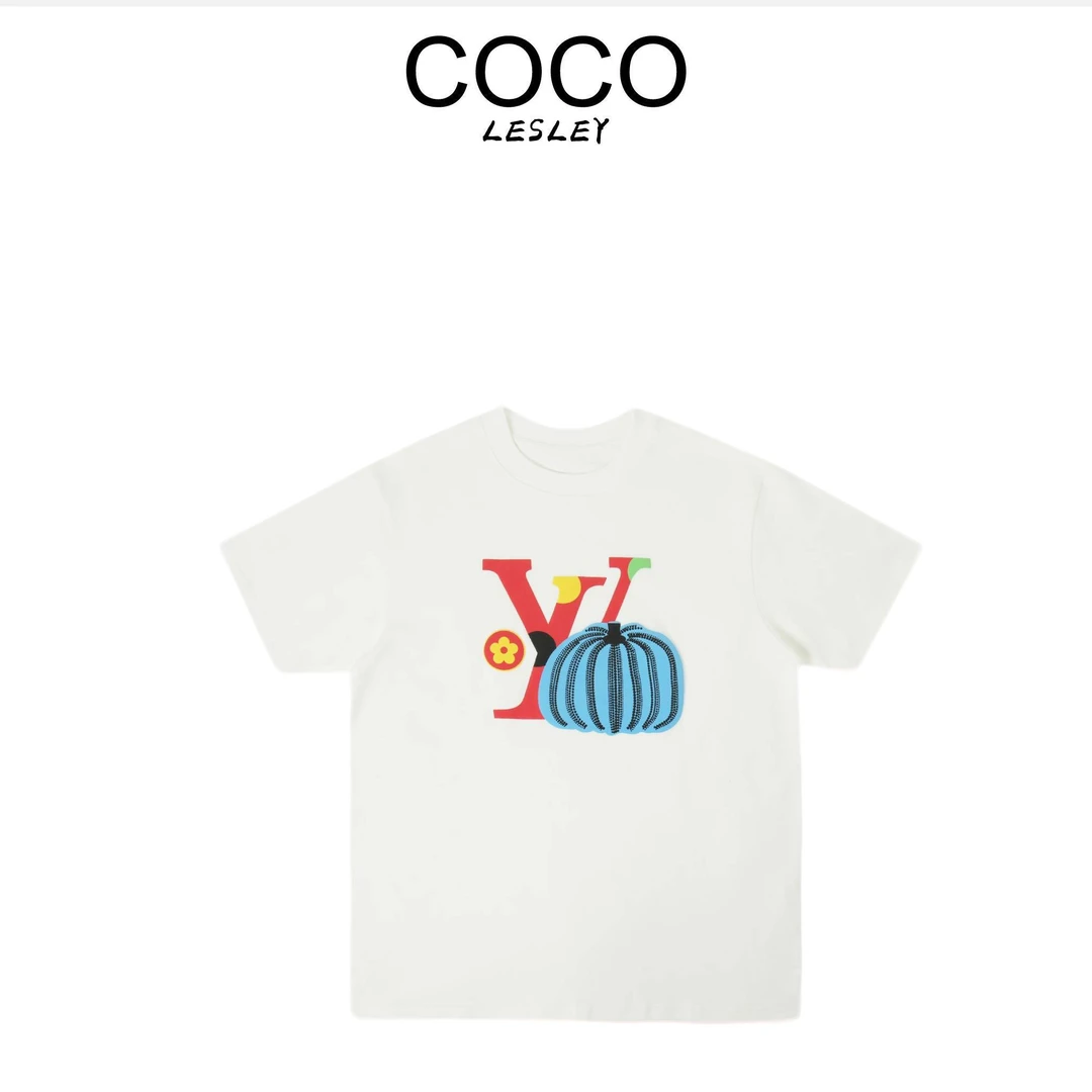 {COCO LESELY}春夏短袖百搭印花圆领休闲宽松型男女同款T恤上衣LL