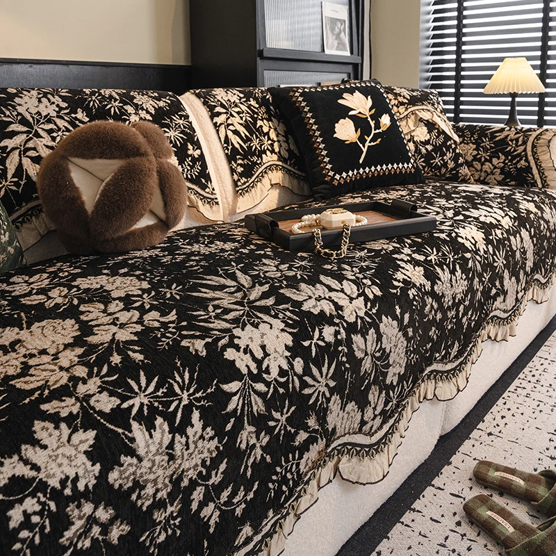 法式异形沙发垫轻奢高级感防滑直排沙发坐垫子四季通用靠背盖布巾