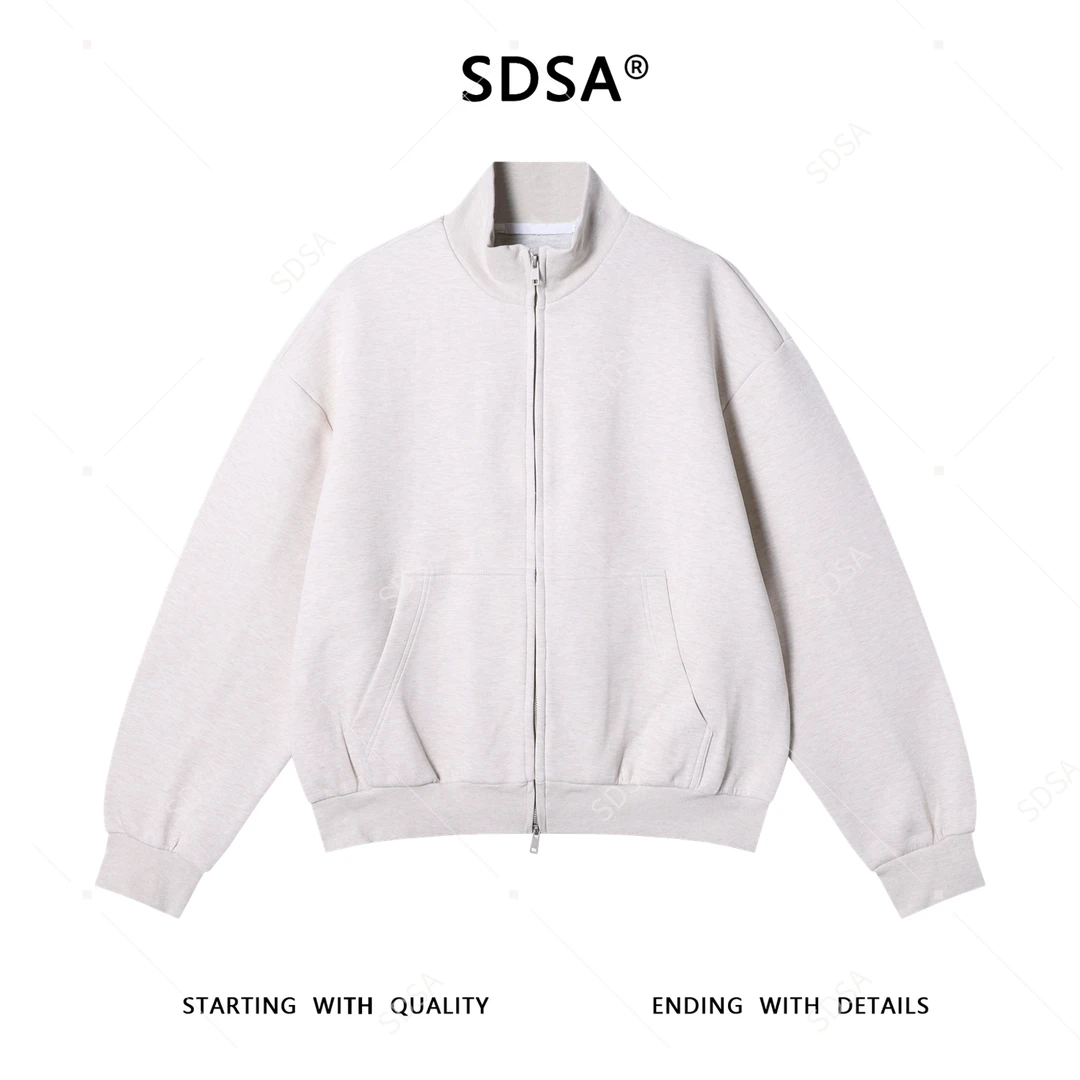 SDSA男士秋冬新款痞帅男装韩版纯色拉链立领卫衣宽松百搭开衫外套