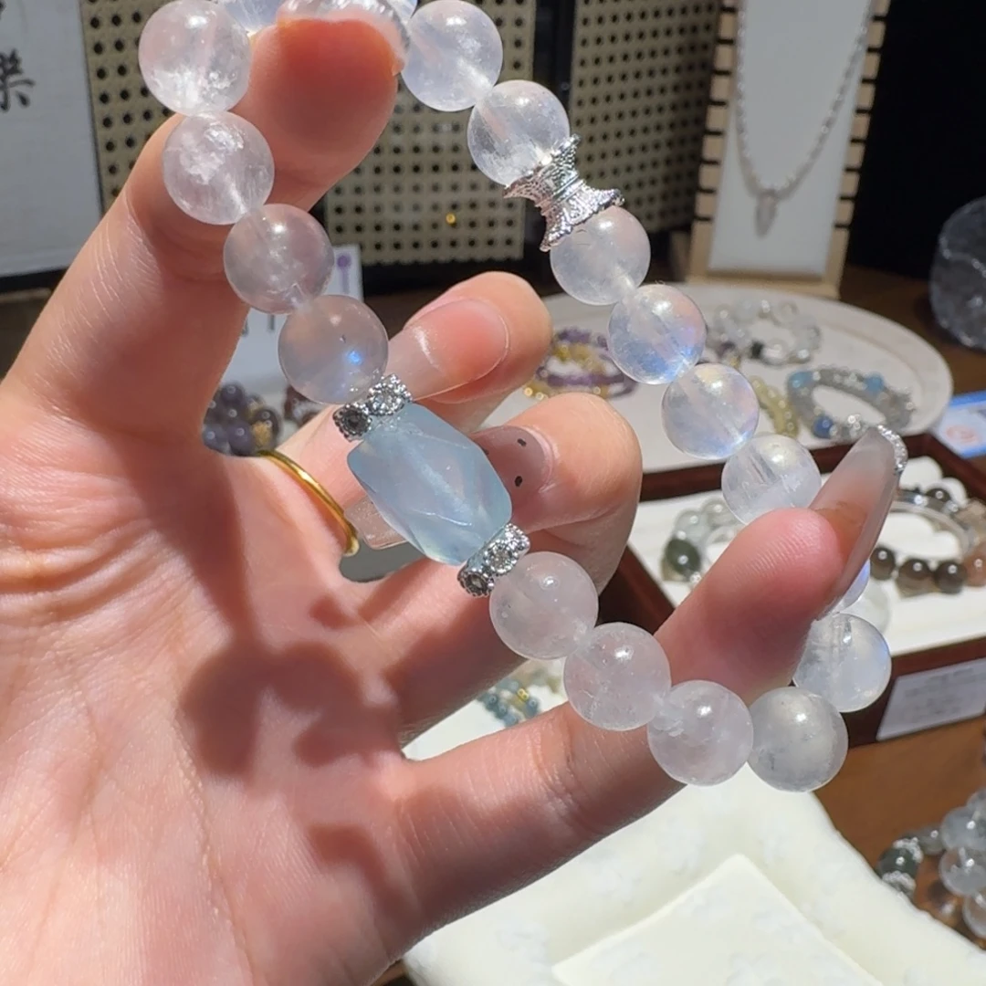 未镶嵌手链水晶蓝月光拉长石