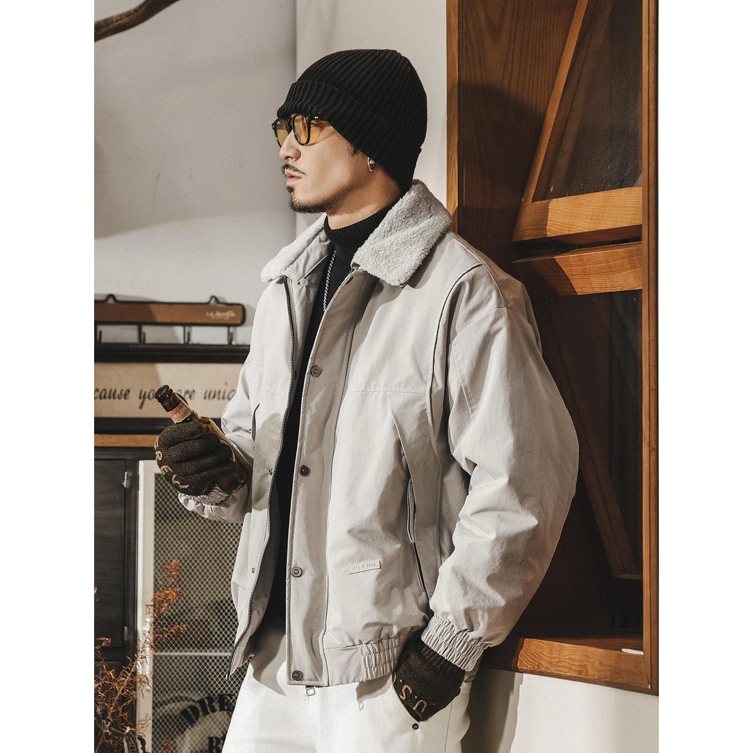 美式覆古工装棉服男冬季新款男士外套秋冬加厚座山雕毛绒潮牌