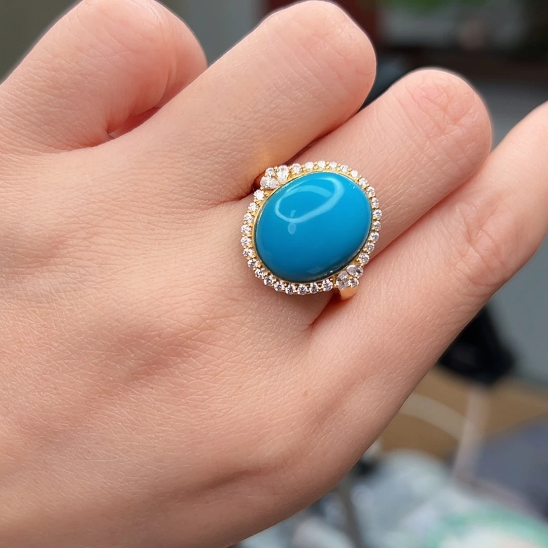 绿松石珠宝奇石18K金镶嵌