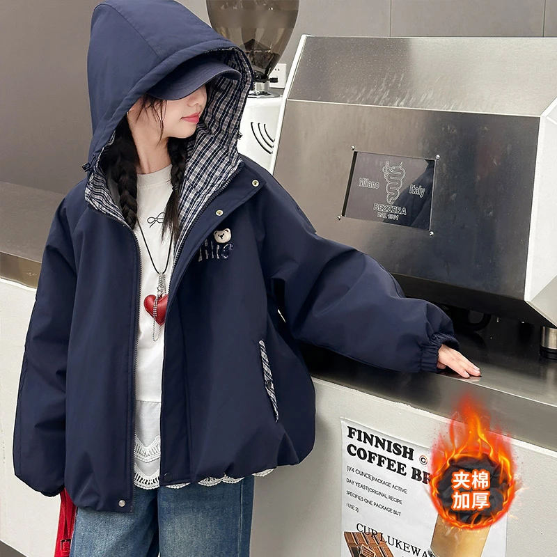 女童外套夹棉加厚秋冬2025新款冬季大童深秋初冬穿搭儿童二棉棉服