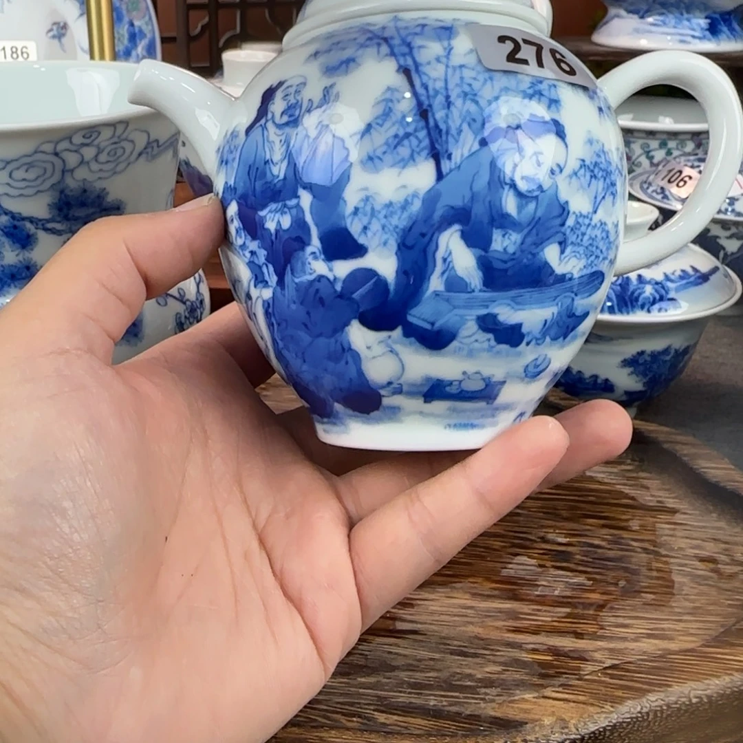 清***️瓷片景德镇手绘青花茶器276