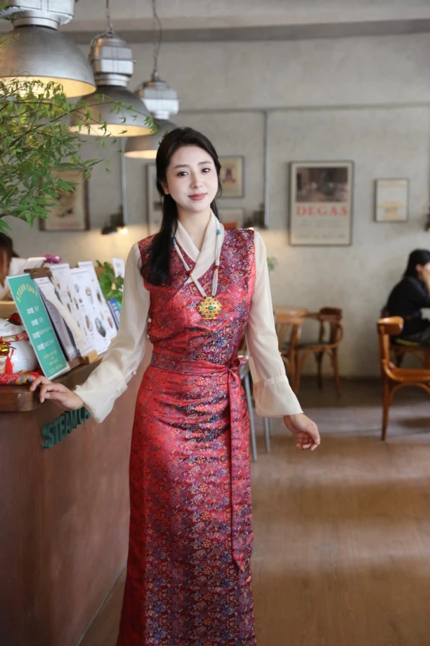 （纱纱袖）藏式博拉裙民族风长裙轻奢优雅藏族服装