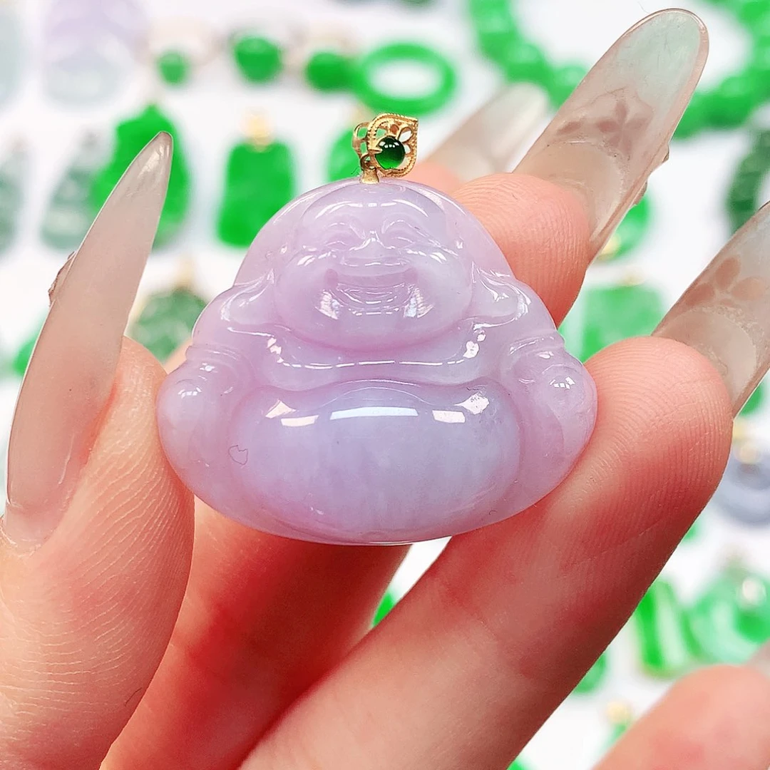 吊坠(不含链)18K金镶嵌翡翠