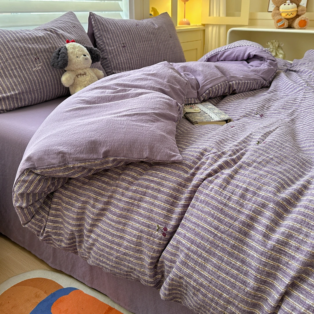 四季款云纱棉柔软透气床笠四件套