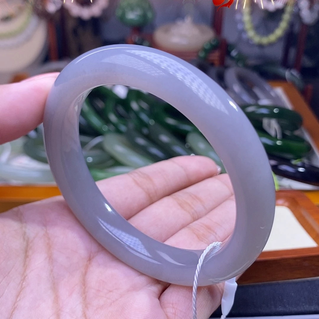 和田玉福利价清货浓烟紫冰底手镯59未镶嵌