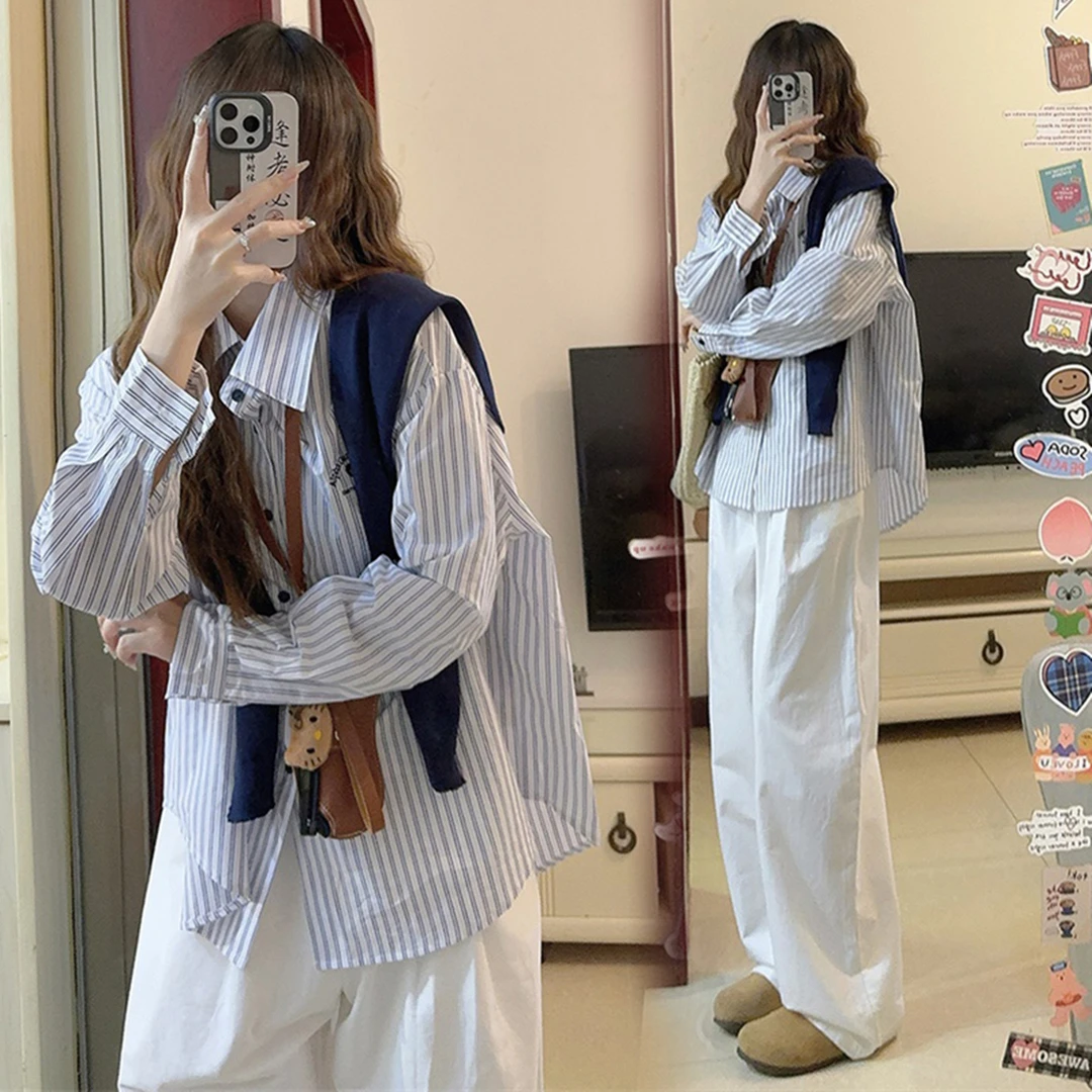 孕妇装秋装套装2025新款春秋韩版跳舞刺绣宽松衬衫上衣裤子两件套