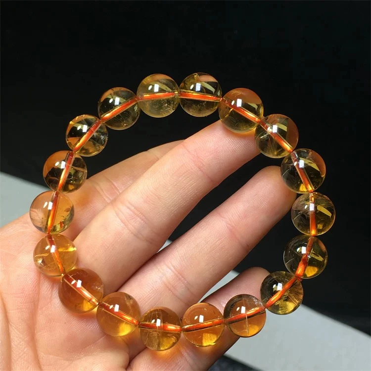 BX-4天然巴西黄水晶接近玻璃体高品质透体黄水晶手串