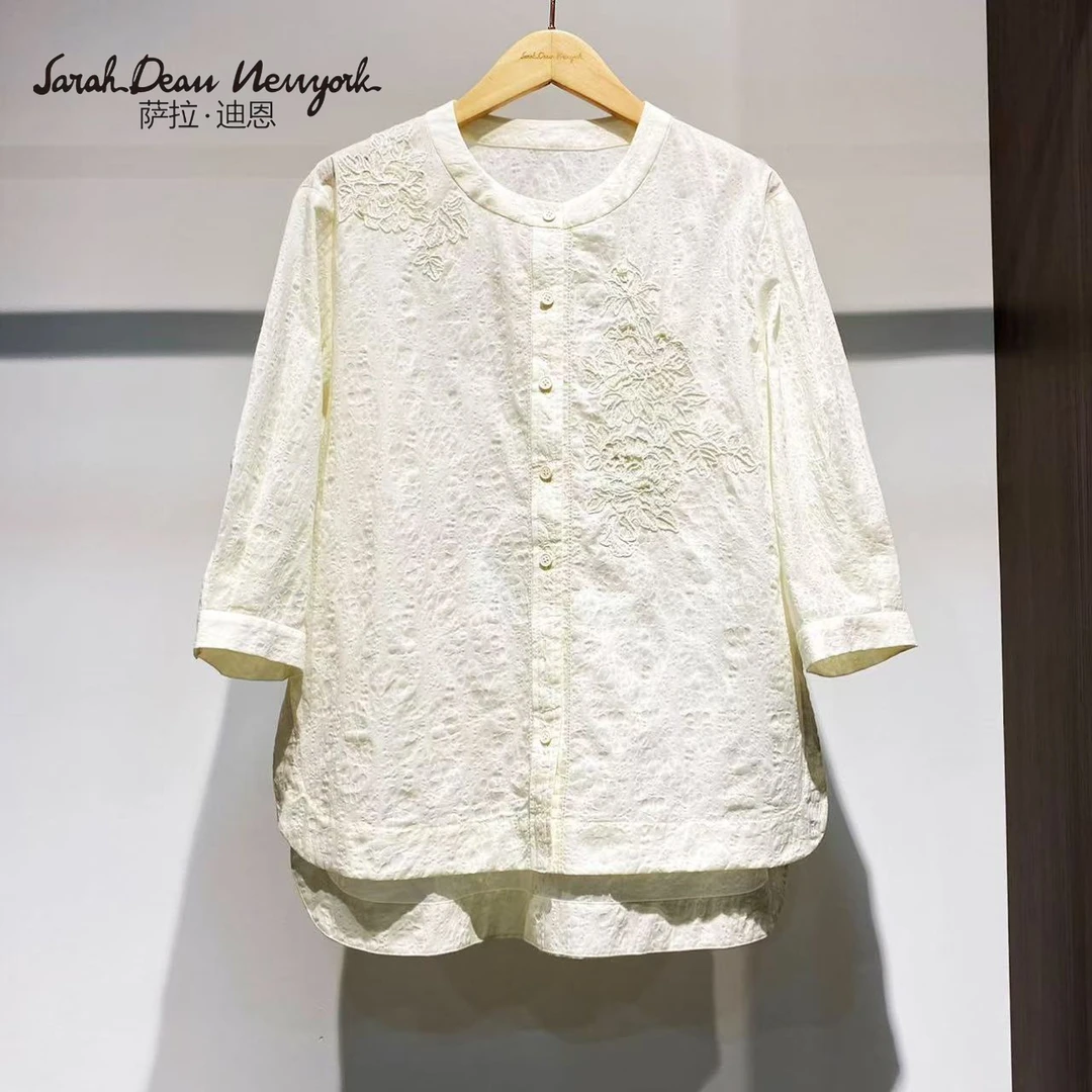 【萨拉迪恩】纯棉时尚质感重工设计师优雅百搭衬衫