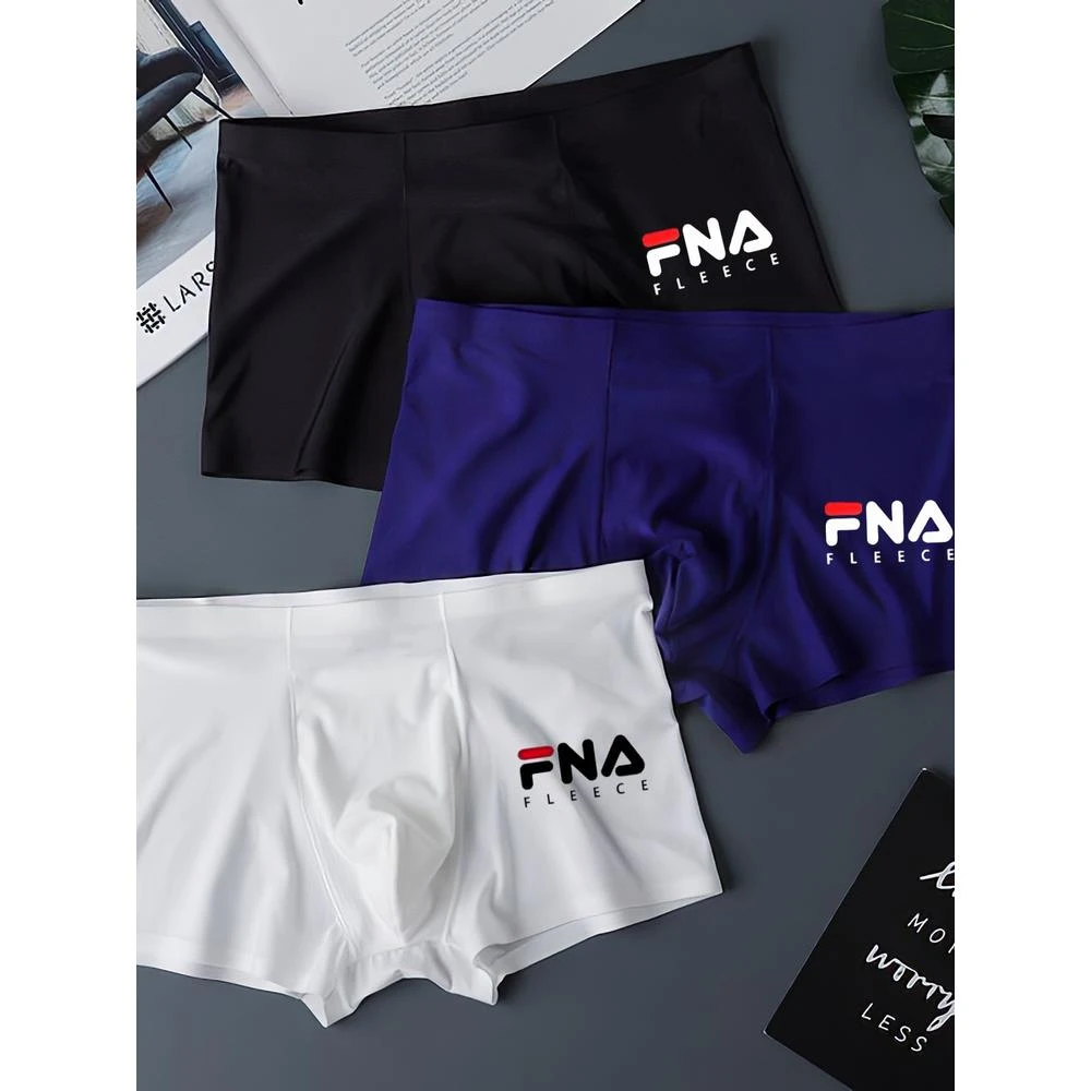 男士内裤冰丝男款潮牌四角裤薄款透气无痕平角裤男士潮流舒适运动