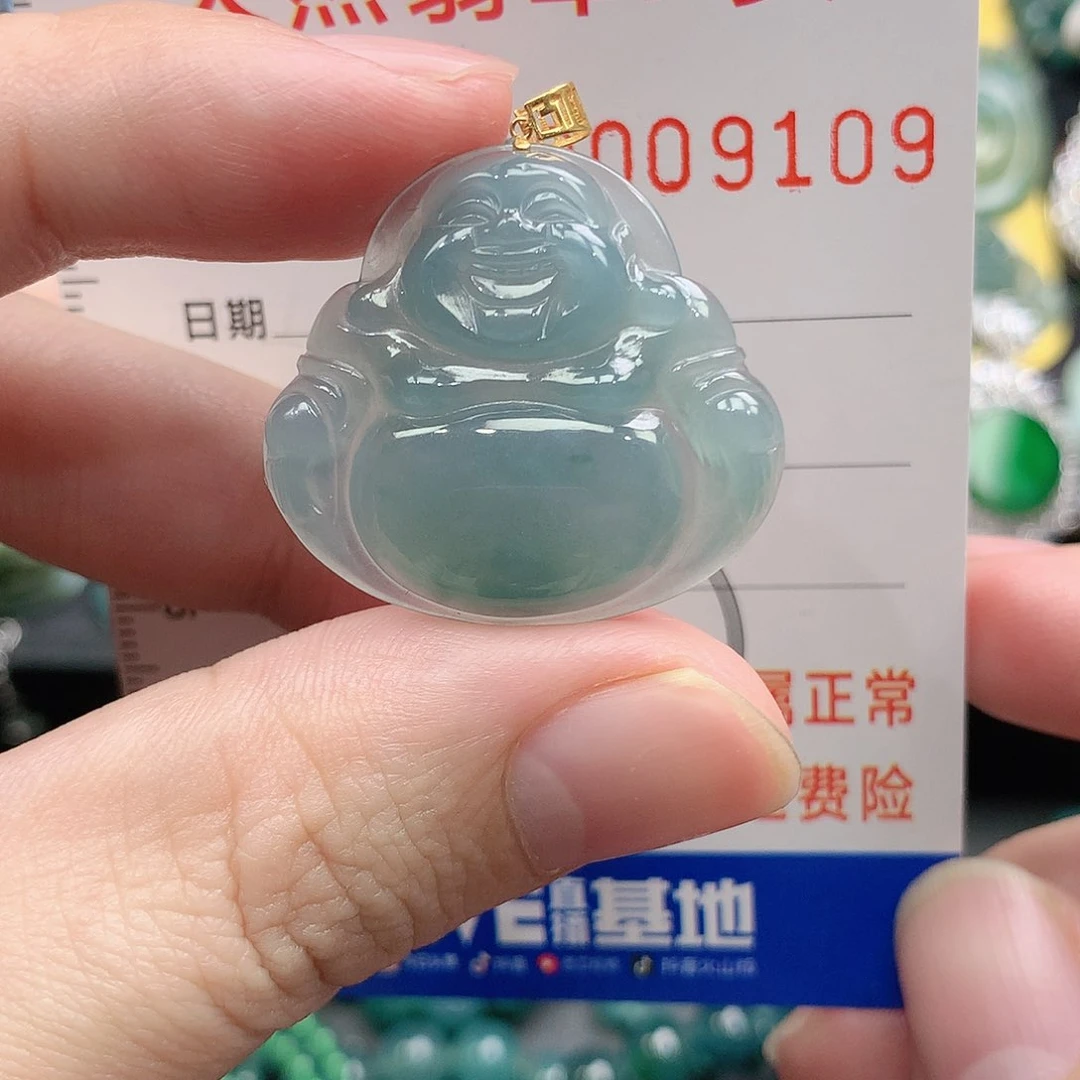 翡翠吊坠(不含链)18K金镶嵌