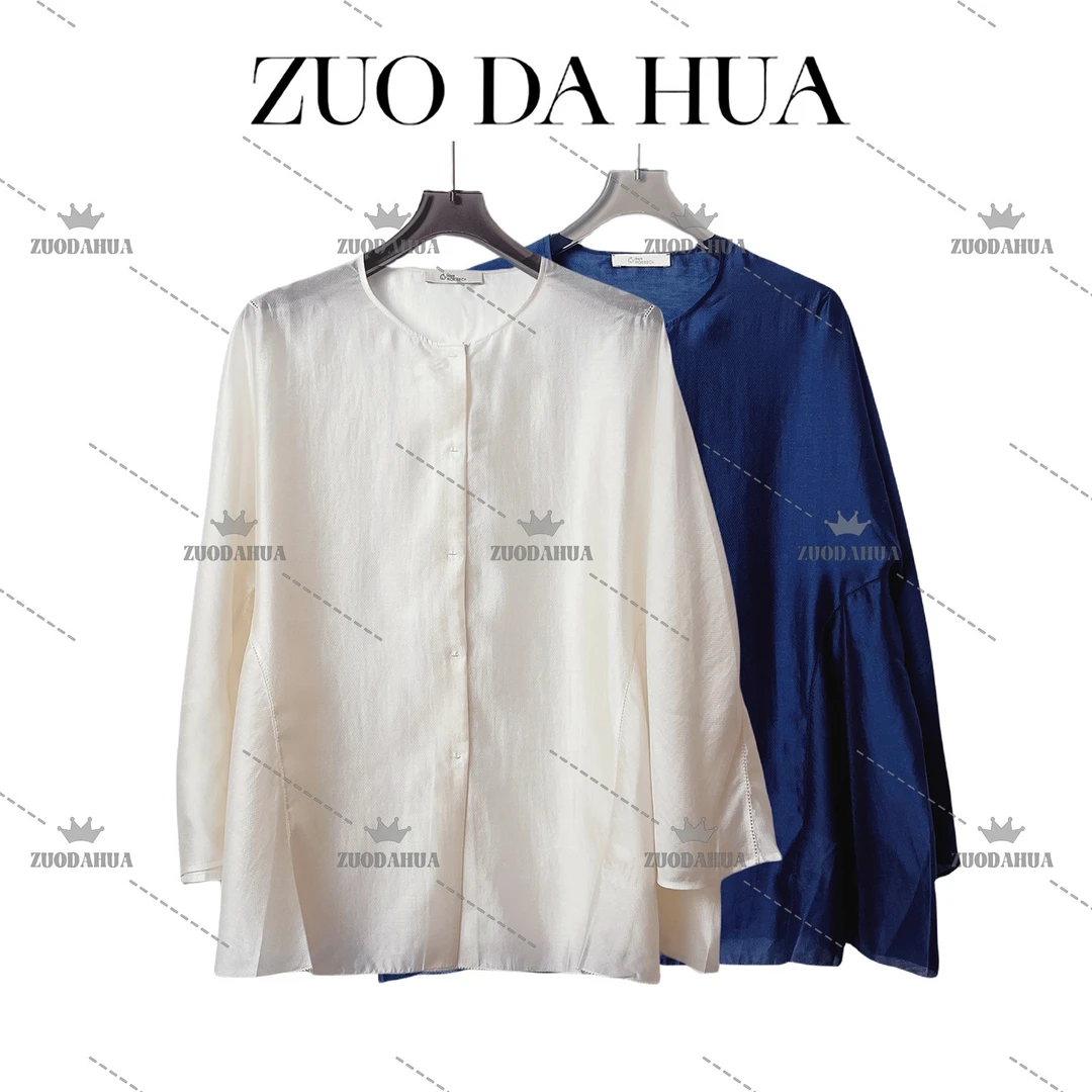 左大花 夏季对丝新中式防晒衫衬衫女薄款舒适透气外搭上衣外套