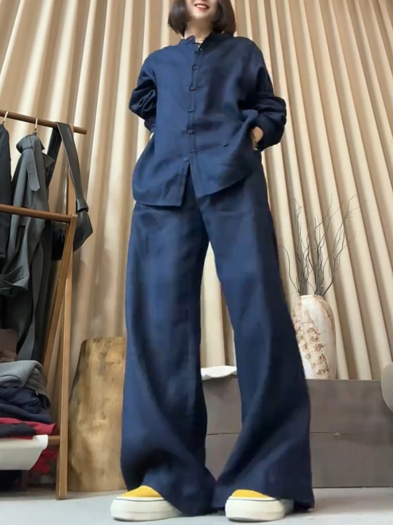 【现货】ZUOXIAOQI琉璃时尚慵懒风墨蓝色套装时尚套装女