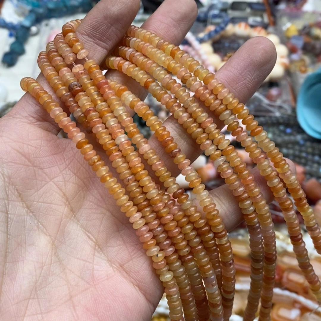 玛瑙/玉髓未镶嵌珠宝半成品一条天然2×4.5红东岭玉算盘珠