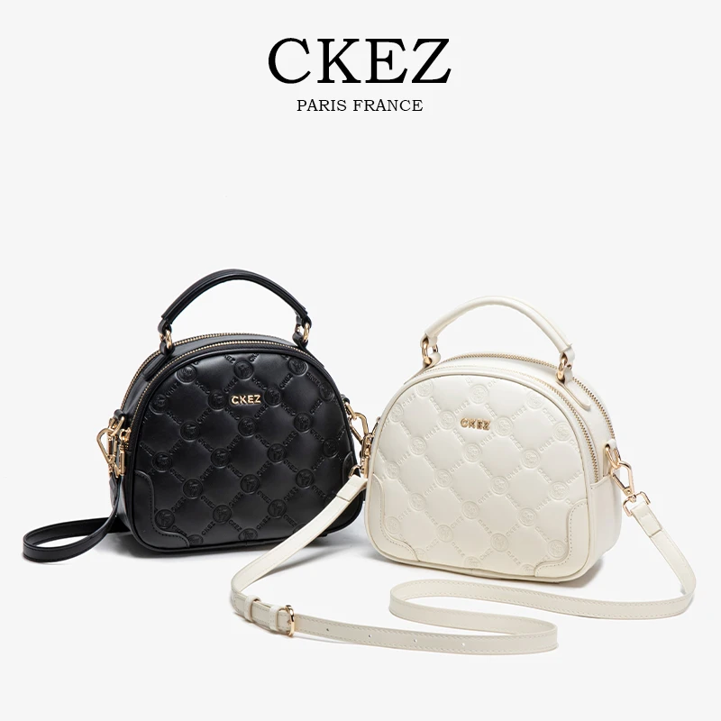 CKEZ/上新秋冬新款2025欧若风秋季时尚小圆包百搭菱格单肩斜挎包