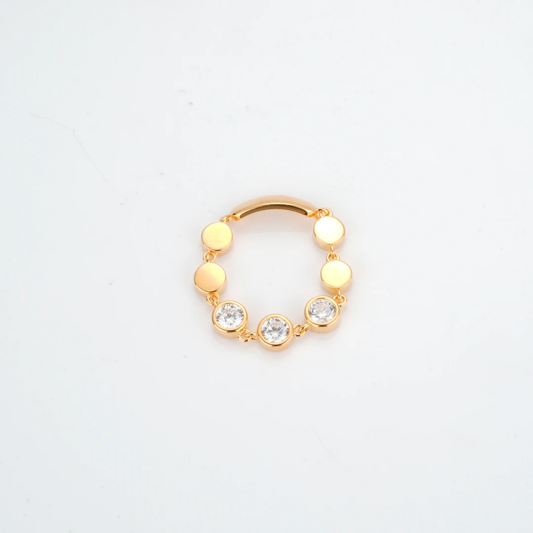 925银合成锆石戒指 金色蜂巢百搭戒指