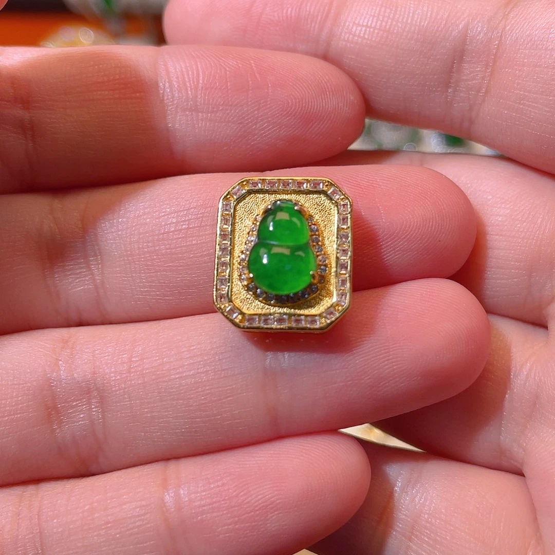 吊坠(不含链)银S925镶嵌翡翠