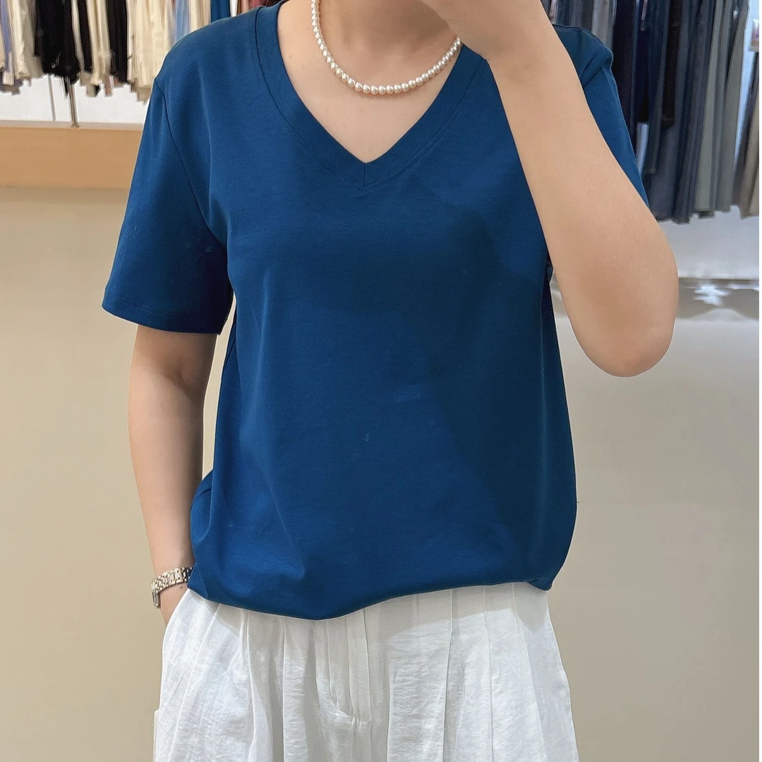 2025V领纯色短袖 mc1216