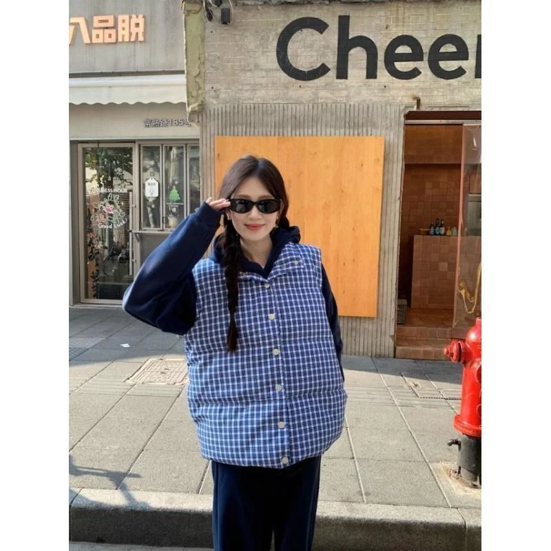 时尚休闲潮流套装女冬季连帽卫衣舒适长裤子无袖棉服马甲三件套装