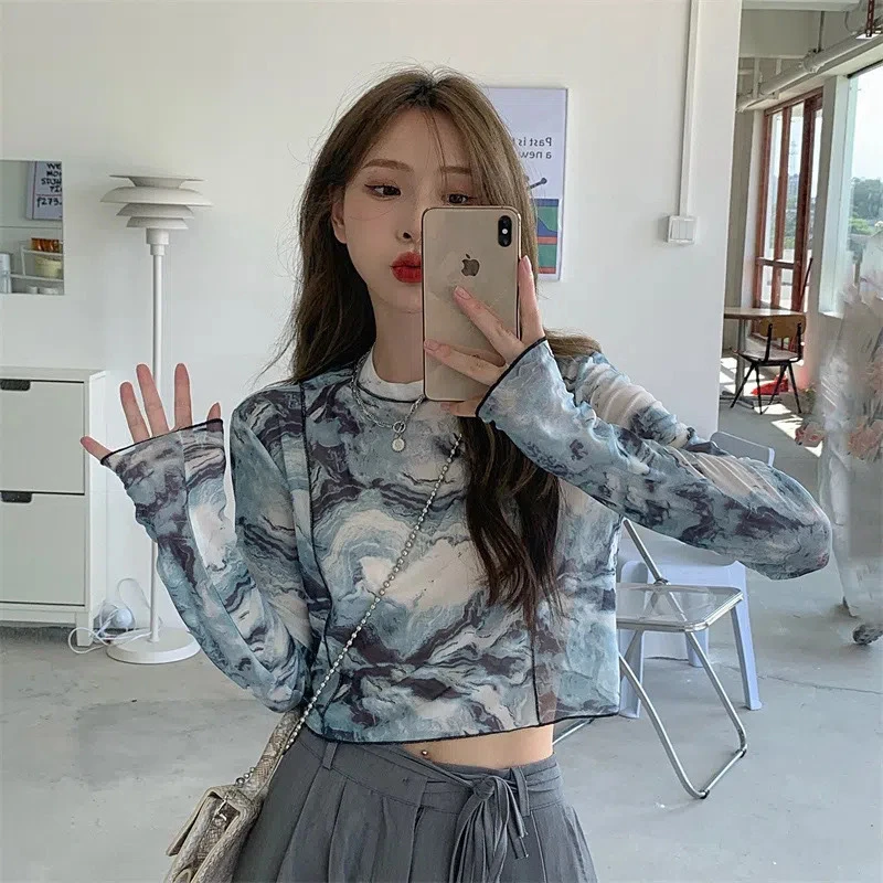 辣妹打底长袖T桖防晒衣女装春夏季新款设计感小众修身短款上衣ins
