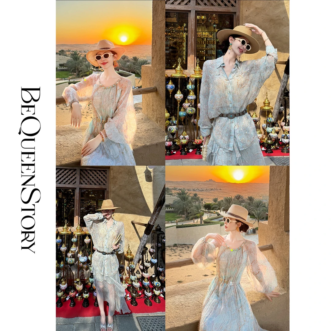 BeQueenStory【迷雾沙丘】桑蚕丝宽松衬衫&百搭半身裙&连衣裙2025