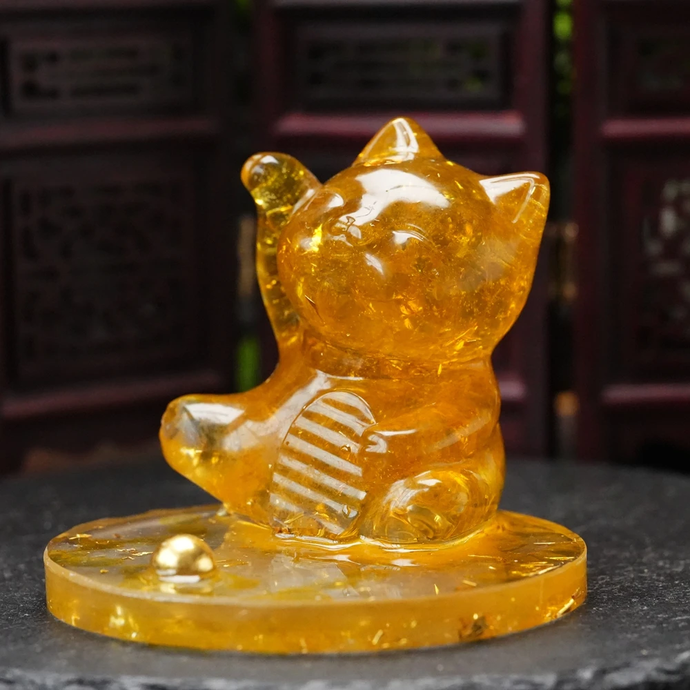 【招财猫】水晶创意摆件（手机支架） B052 多样性发一