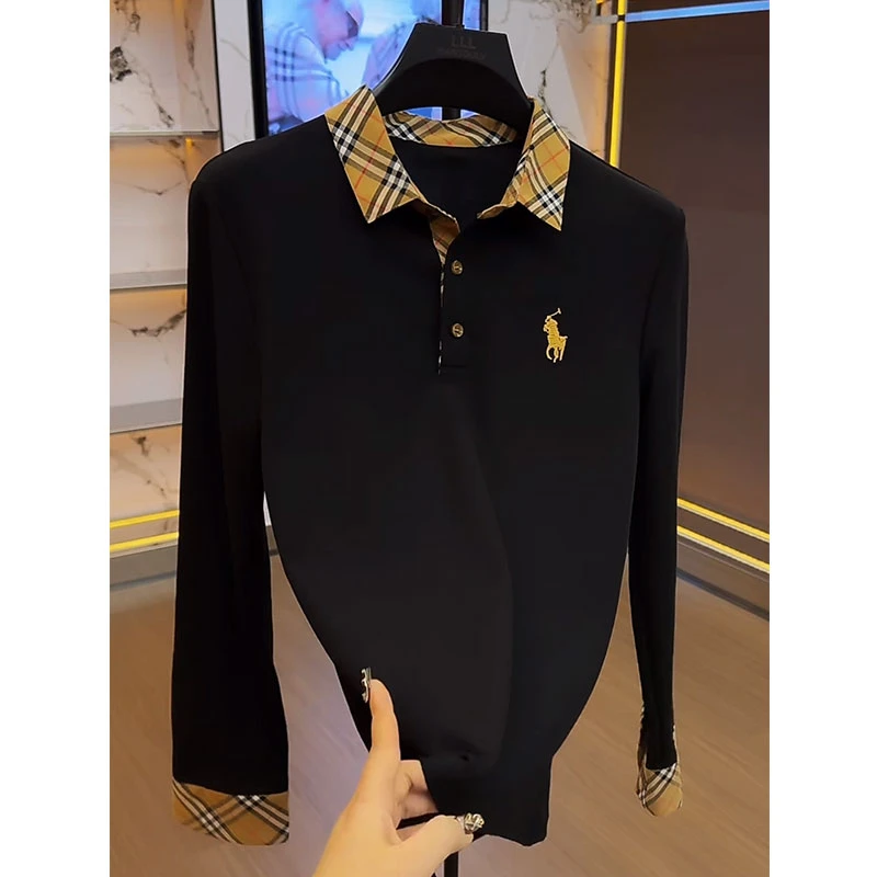 欧货轻奢高定大牌商务休闲男装上衣2025秋冬新款人马刺绣Polo衫潮
