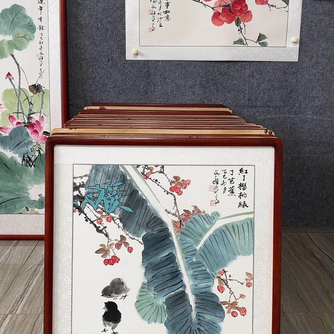 国画书画作品带框63×63