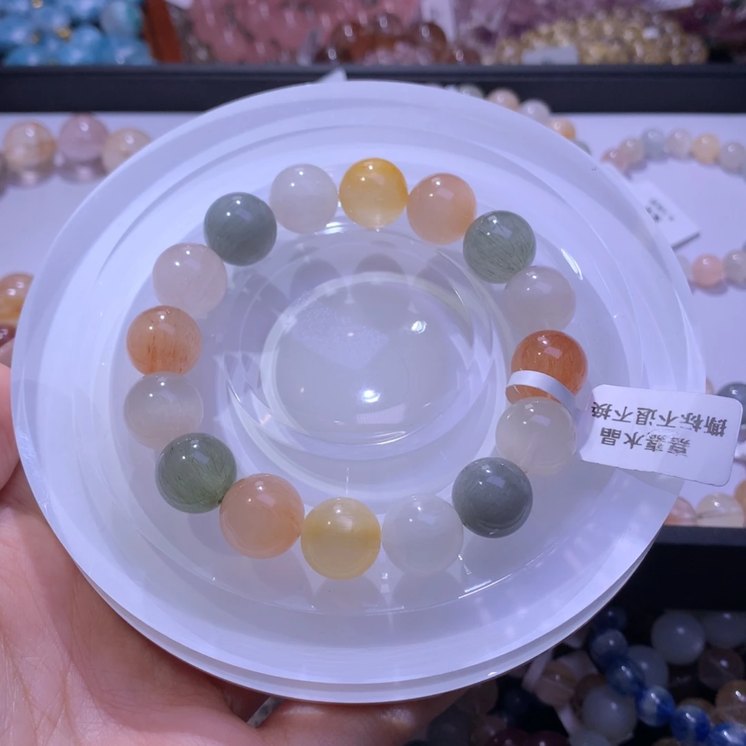 夹***蕾手串水晶未镶嵌彩兔毛