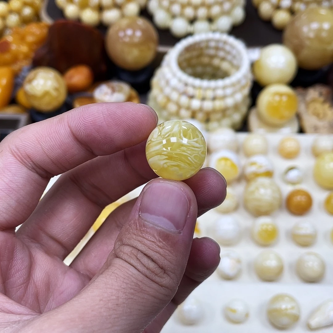 蜜蜡未镶嵌珠宝奇石17.5mm【拉丝妖孽金白】瑕疵·打孔不予退货