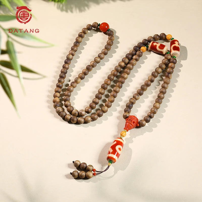 吉罗香沉香贵人天珠佛珠18K项链X32042-7