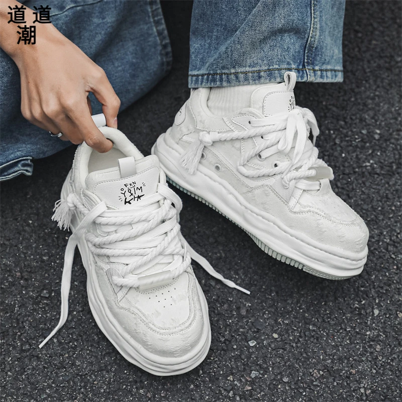 2025原创隐形增高鞋7CM厚底溶解鞋 男女款休闲运动板鞋情侣小白鞋