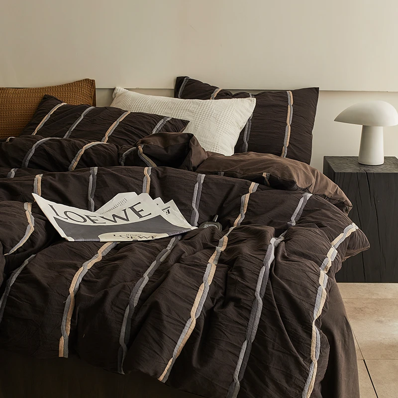 简约复古条纹丨四件套纯棉全棉2025新款床单被套小众高级感床品