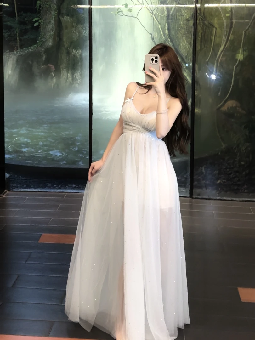 WW定制「星海遐想」气质修身设计感显瘦时尚夏季小众仙气连衣裙