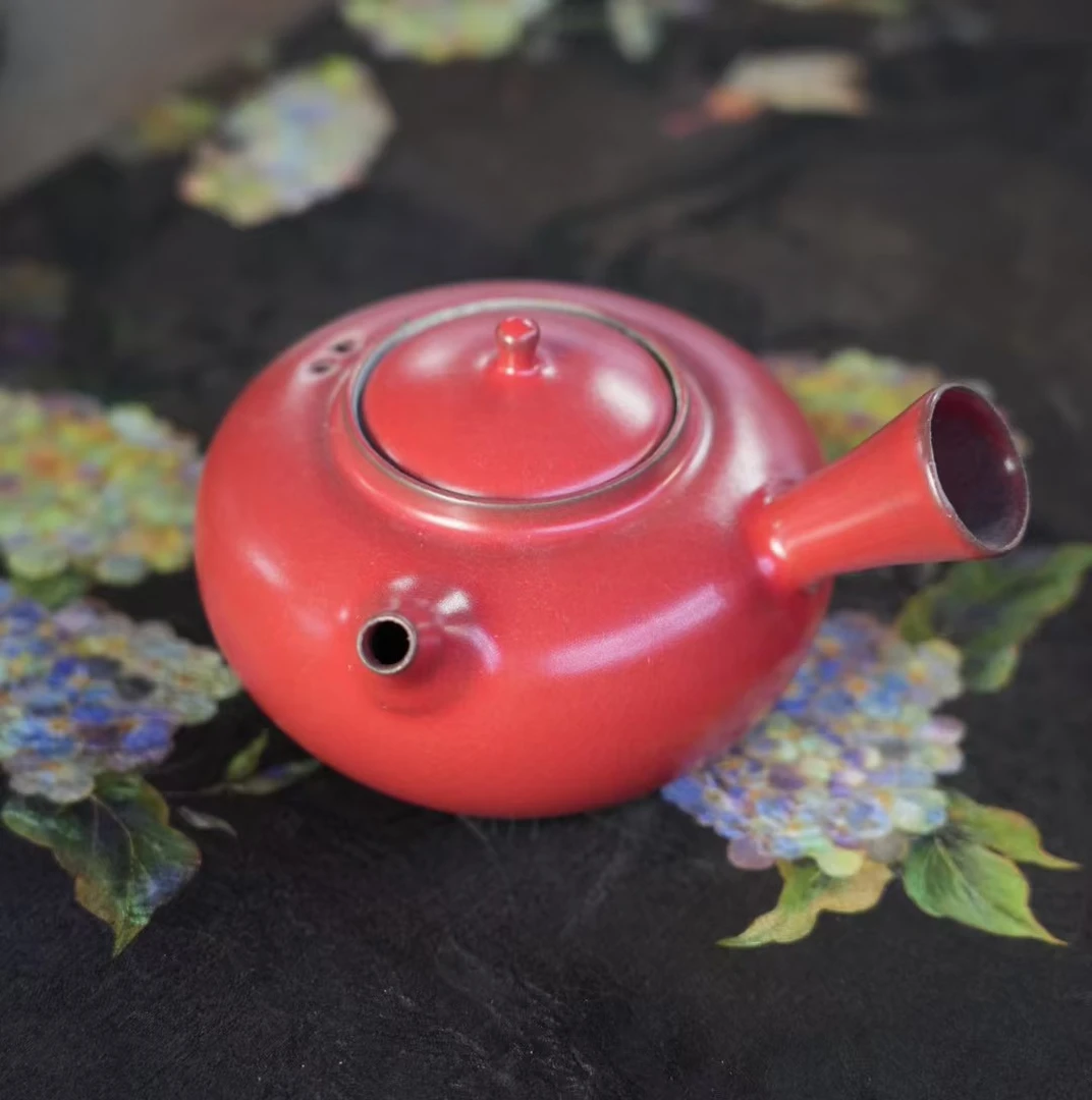 老岩泥山楂红苏打侧把壶陶壶茶具400ml