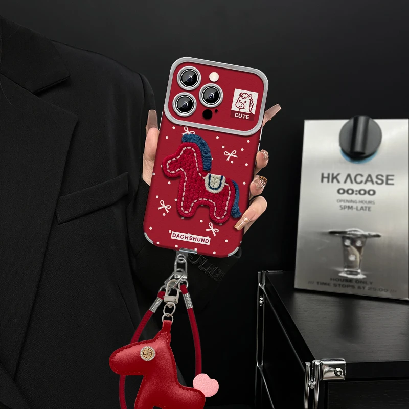 适用【苹果/oppo/华为/vivo/小米】电镀大视窗蝴蝶结小马防摔手机壳