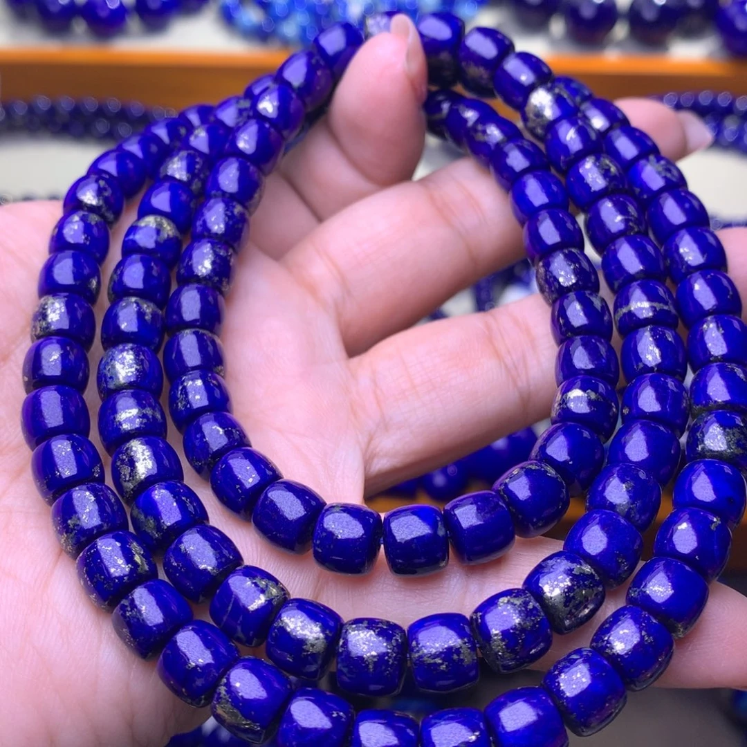 青金石未镶嵌手串8m爆金