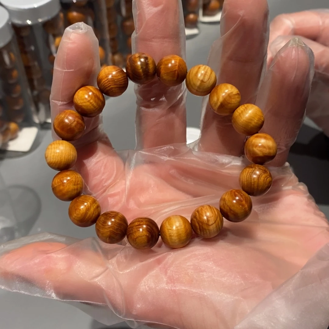 柏木（崖柏）1.2黑油水波纹手串