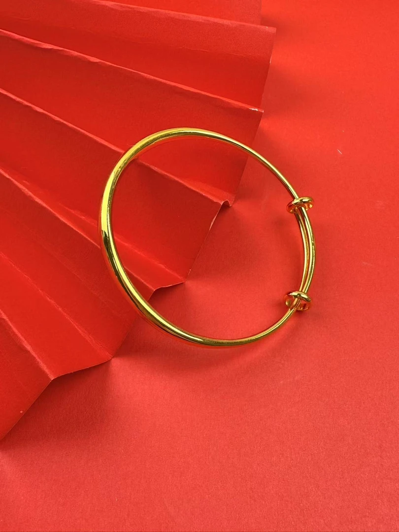 铜合金手镯 【好物平替】新光面实心金色 推拉款简约可调节不掉色