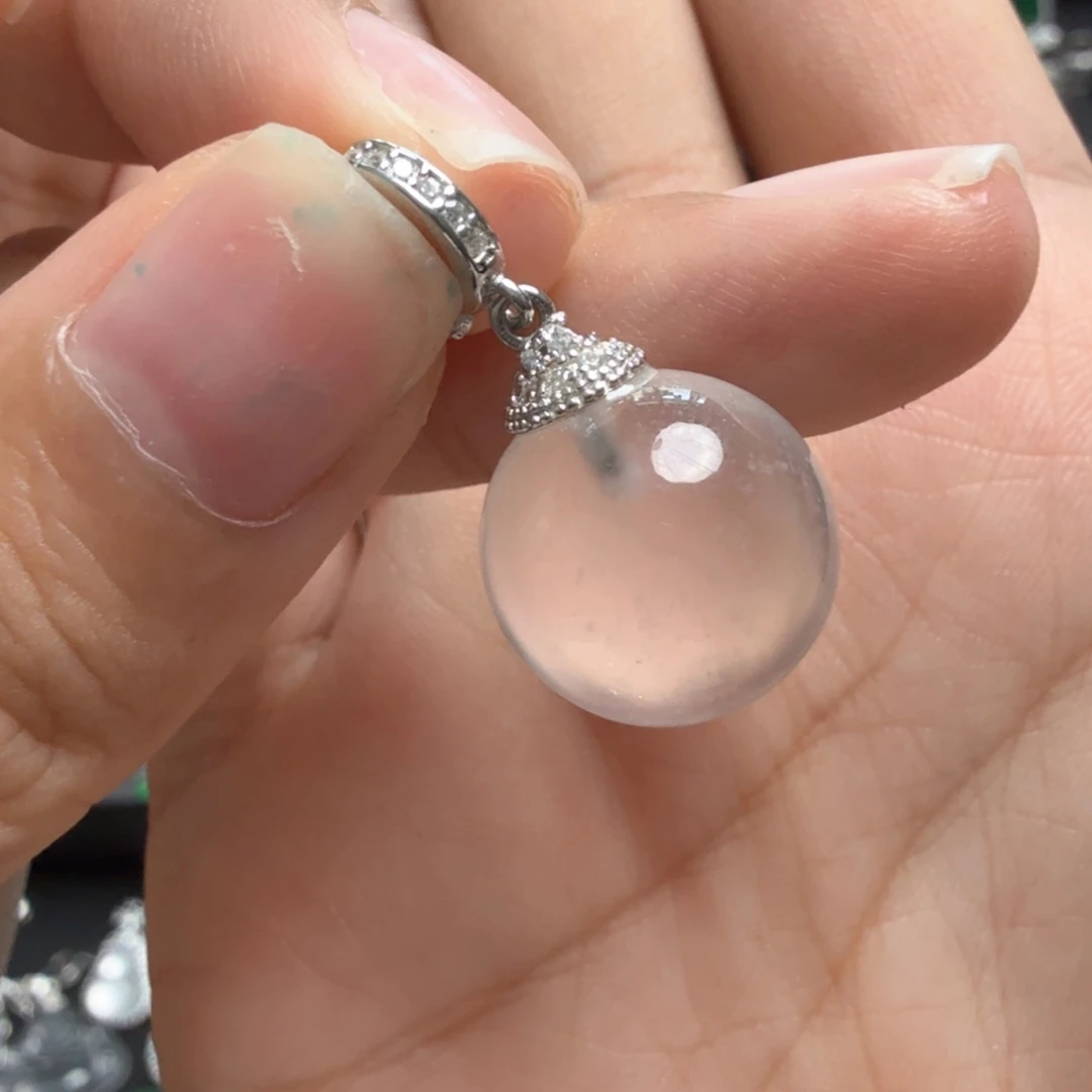 颈饰银S925镶嵌石英质玉