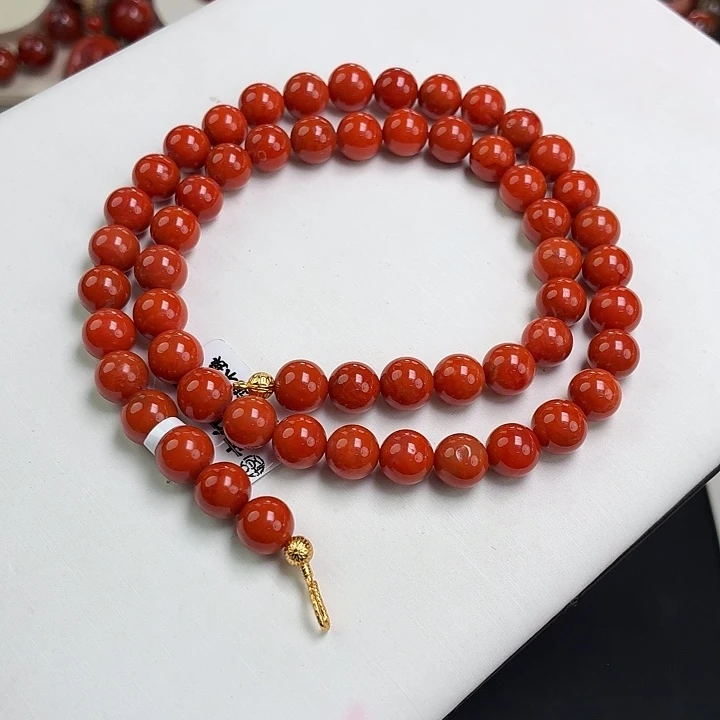 南红玛瑙未镶嵌手链柿子高货满肉女神链8mm