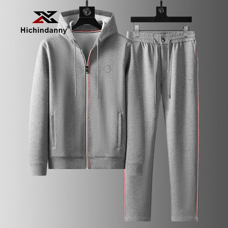 HICHIN连帽休闲运动套装男士开衫卫衣春秋季新款襦软亲肤两件套
