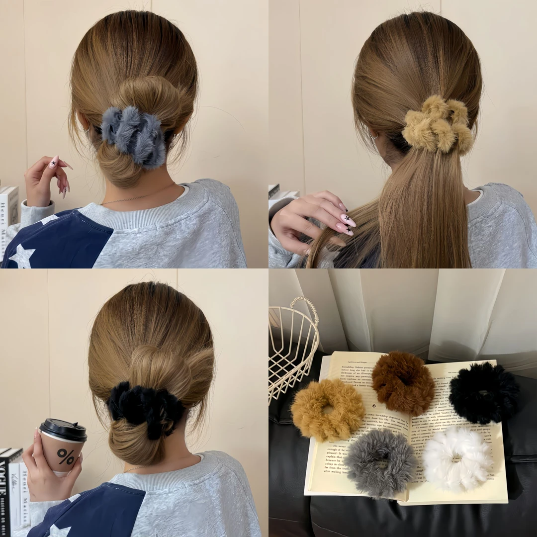 超大一个!毛毛电话线~不伤发高弹力秋冬氛围大号毛绒电话线发圈