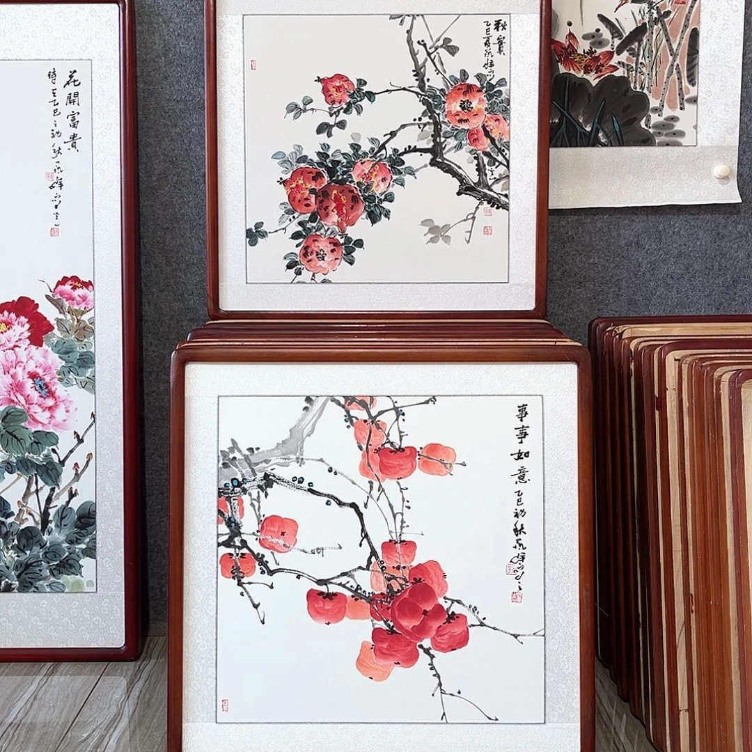 国画书画作品带框63×63