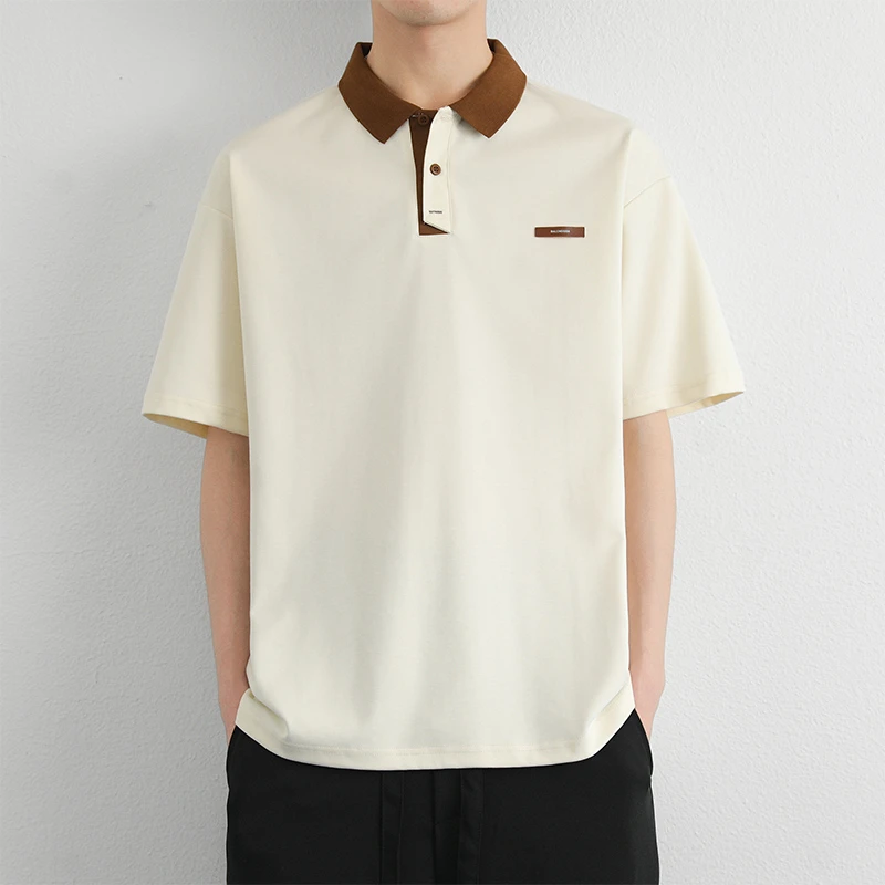 POLO衫男生短袖夏季新款翻领高级感青少年时尚潮流半袖T恤凤梨衫