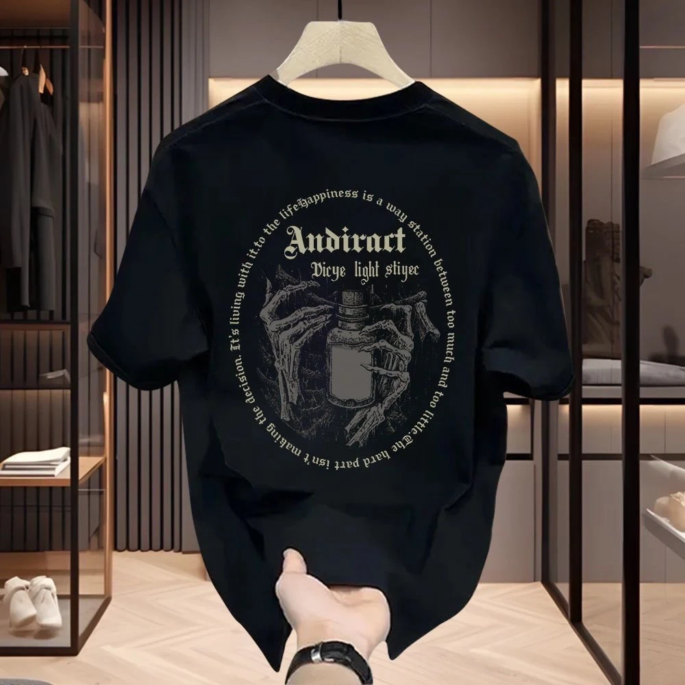 雅鹿美式痞帅重磅短袖T恤青年男女百搭款夏季ins潮牌街头圆领上衣