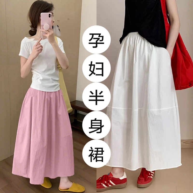 孕妇半身裙2025新款夏季薄款外穿A字裙韩版休闲百搭花苞裙子夏装